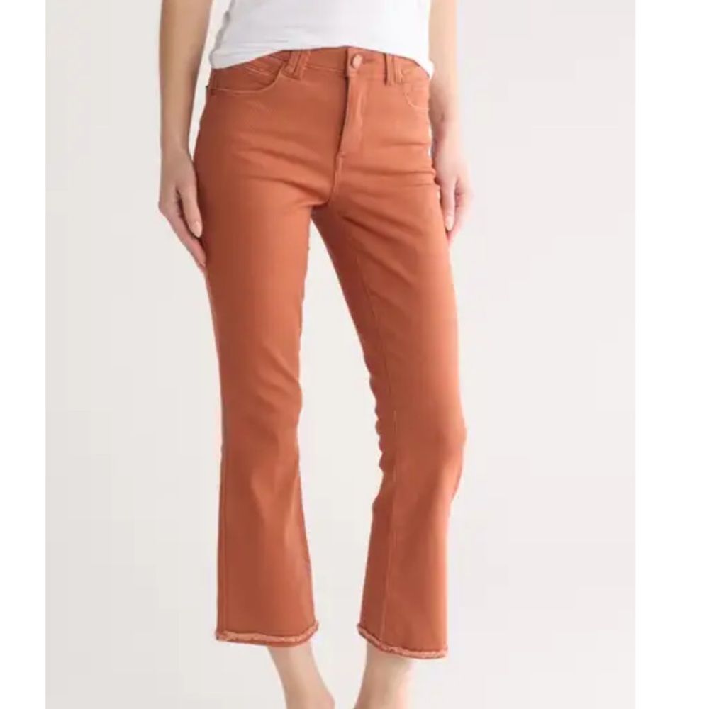 Democracy Kick Flare Rust Orange Cropped Jeans